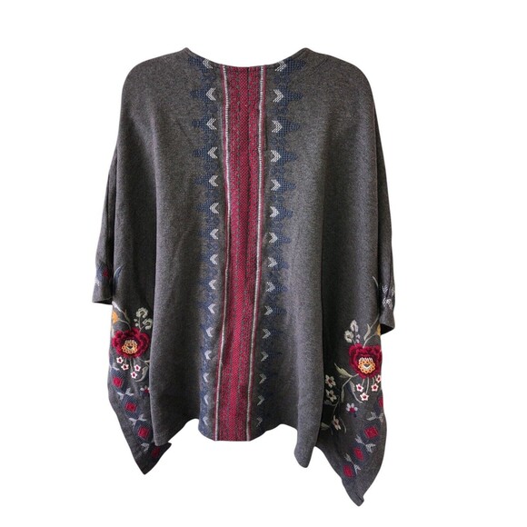 JOHNNY WAS Embroidered Blanket Poncho Cardigan Cotton EUC Size XS - Picture 2 of 12